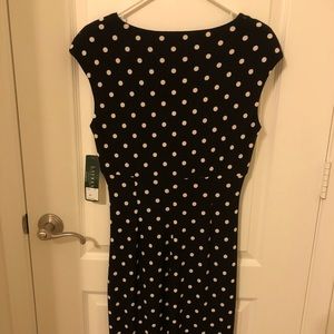 NWT Ralph Lauren black and white polka dot dress